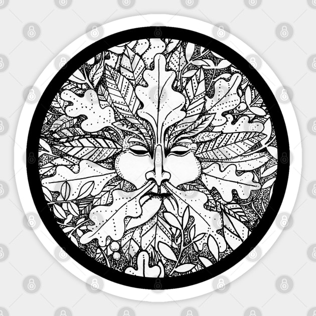 Greenman Ink Drawing Sticker by KatherineBlowerDesigns